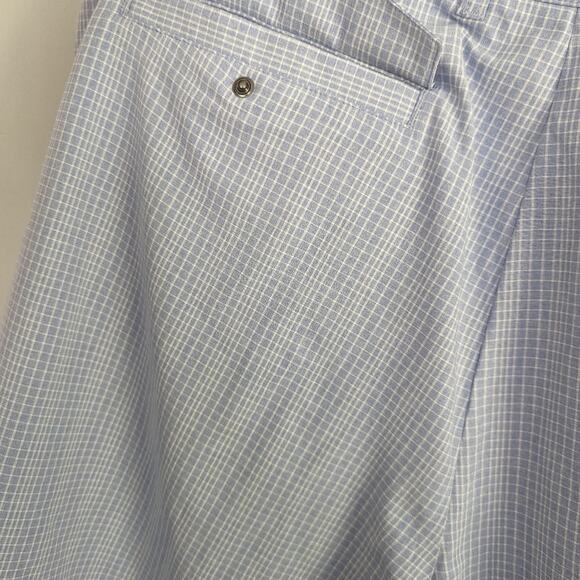 Men's Dunning Golf Shorts Pale Check Gingham Blue 38 Waist Preppy 10" Inseam - Picture 3 of 8